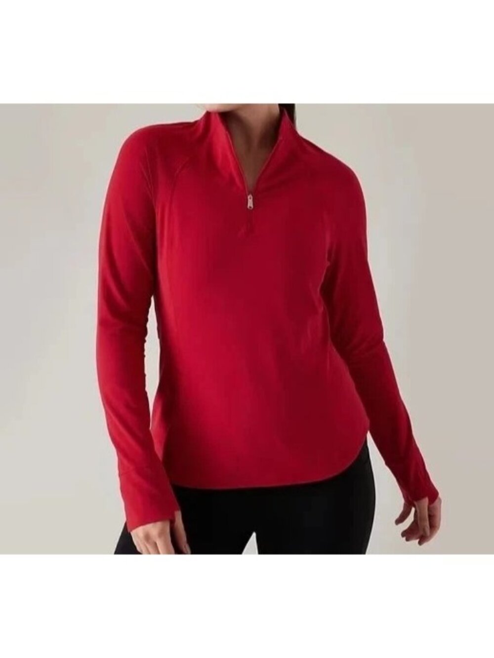 Athleta Salutation Half Zip Top 882390 Red Athletic Workout Women's Size Large L